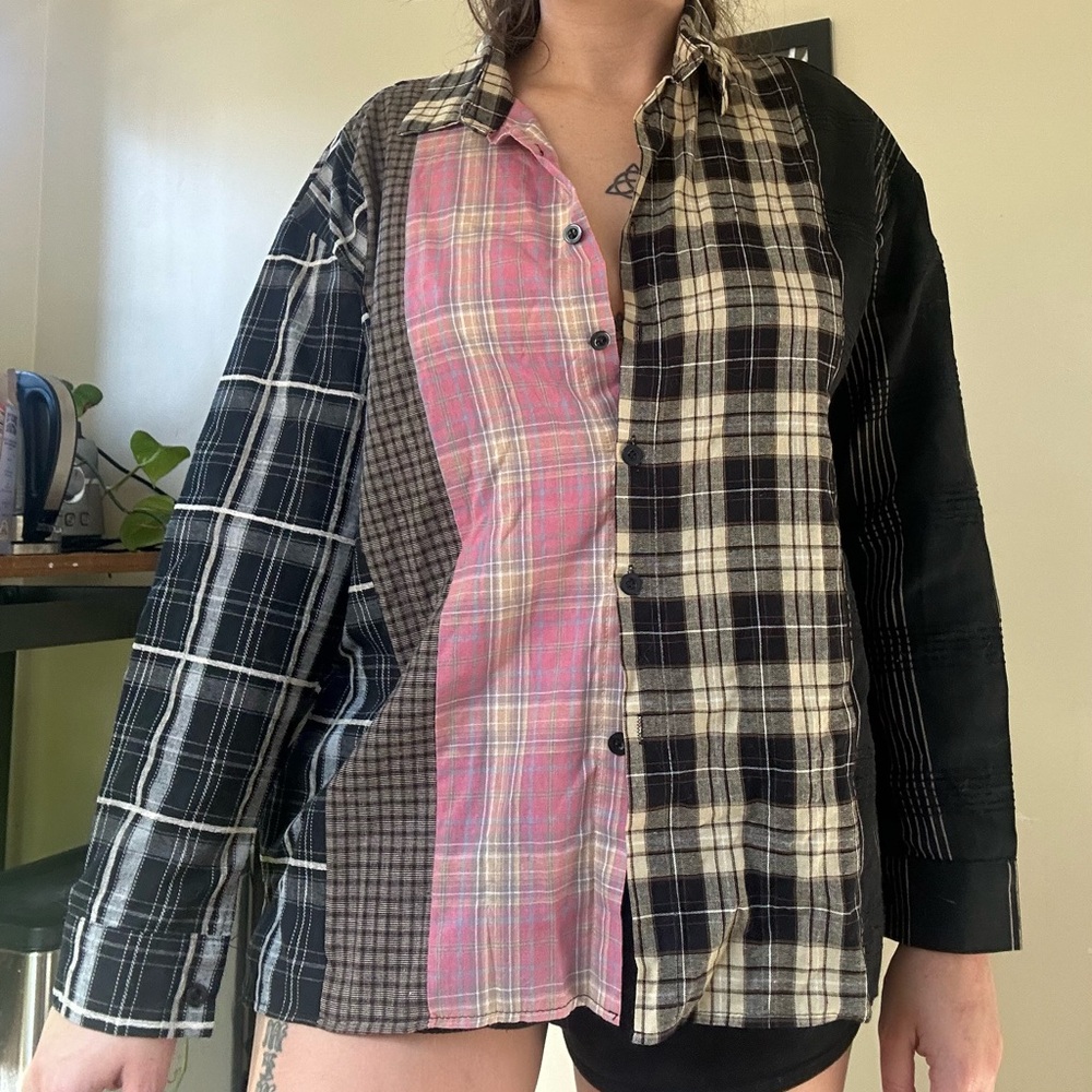 Multicolor Patchwork Plaid Shirt